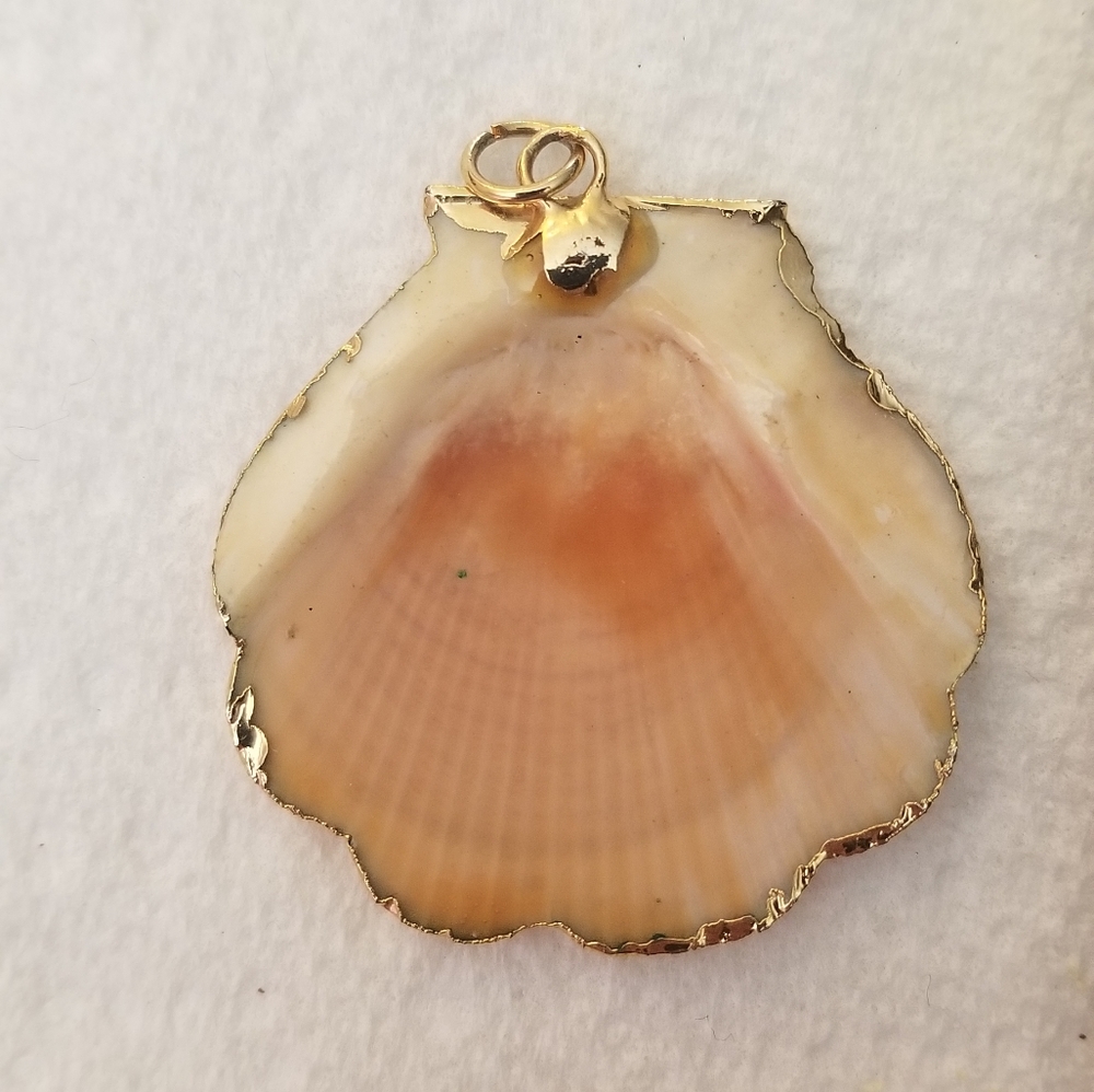 Vintage Gold Dipped Shell Pendant - image 2